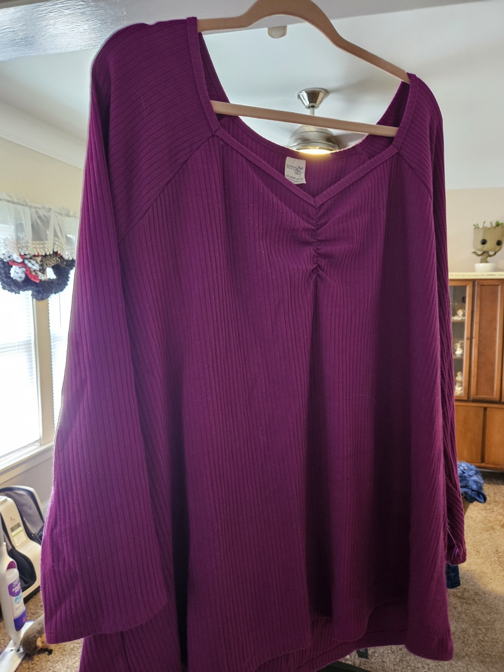 Terra & Sky Ribbed V-Neck Long Sleeve Top 4XL